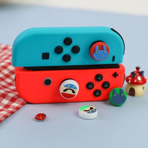PERFECTSIGHT Cute Thumb Grips Cap Compatible with Nintendo Switch Joycon/OLED/Lite, Soft Silicon Joystick Caps, Kawaii Skin Button Stick Cover 3D Analog Kit for NS Controller, Brother - color: Red+Green Brother