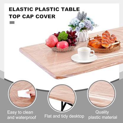 Boao 12 Plastic Elastic Fitted Tablecloths, 8 Ft, 96 x 30 Inch, Clear - color: Clear, size: 8 Ft, 96 x 30 Inch