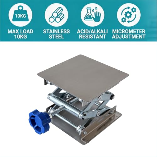 4"x4" Stainless Steel Lab Jack Mini Scissor Lift 6.6lbs Load Capacity