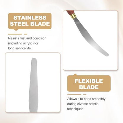 HARFINGTON 2pcs Palette Knife Painting Tool 5.12" x 0.79" Stainless Steel Teardrop Blade 9.45" Length Spatula Painting Pallet Knives with Hole Beech Wood Handle for Acrylic Canvas, Red/Silver - size: 9.45" x 0.79" x 5.12"