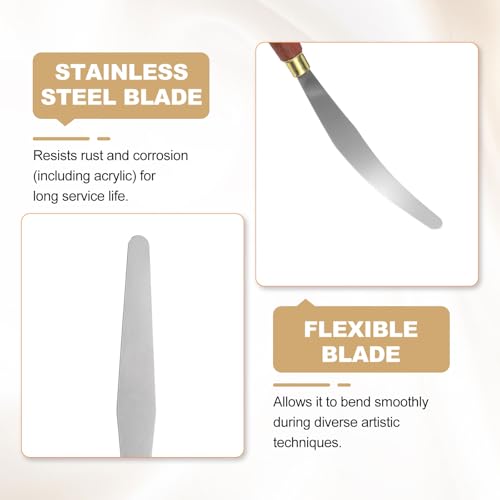 HARFINGTON 2pcs Palette Knife Painting Tool 4.33" x 0.59" Stainless Steel Teardrop Blade 8.66" Length Spatula Painting Pallet Knives with Hole Beech Wood Handle for Acrylic Canvas, Red/Silver - size: 8.66" x 0.59" x 4.33"