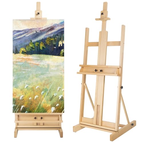 Beechwood H-Frame Artist Studio Easel with Storage Drawer, Natural - style: H Frame Easel Natural