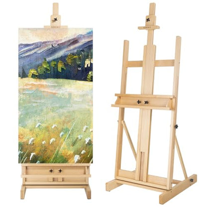 Beechwood H-Frame Artist Studio Easel with Storage Drawer, Natural - style: H Frame Easel Natural