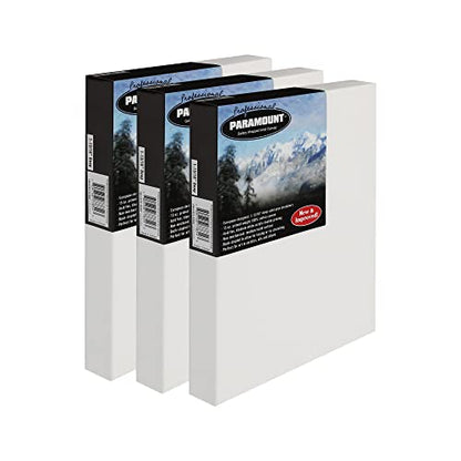 Paramount Professional Gallery Wrapped Canvases for Painting, 6x8 Pack of 3 Heavy-Duty Stretched Canvas, Unbleached 100% Cotton, 1-13/16 Deep, Acid-Free, Triple-Primed, Medium-Tooth Surface - size: 6x8"