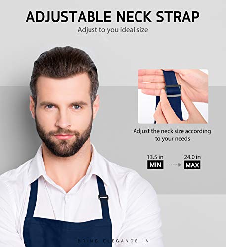 Syntus Apron for Men Women, Adjustable Cooking Kitchen Apron with 2 Pockets - color: Blue Dark, style: 2 Polyester Blend