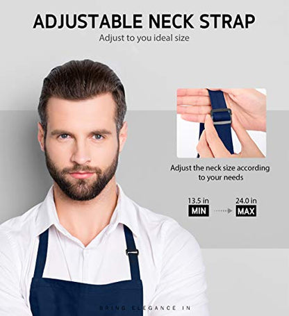 Syntus Apron for Men Women, Adjustable Cooking Kitchen Apron with 2 Pockets - color: Blue Dark, style: 2 Polyester Blend