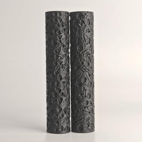 LuckyVin Texture Roller Set, 2-Pack Dual Skull & Bone Pattern for Clay, Polymer Clay, RPG & Miniature Terrain Making, 4.92 Inch Sculpting Tools (Skull Pattern Set)