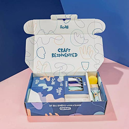 Sculpd Painting Kit, 4 Acrylic Bold Colors, 2 Brushes, 21x31in Canvas - color: Pastel, size: Small