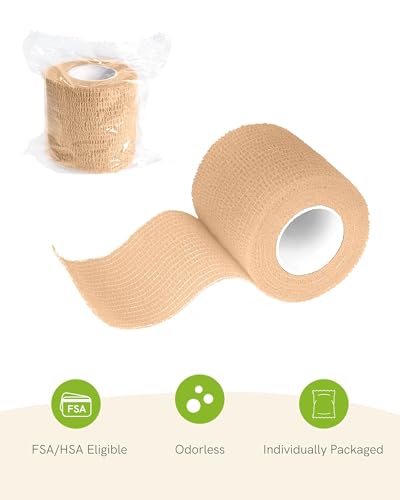 FriCARE Self Adhesive Bandage Wrap, Medical Tape in First Aid Kit, Tan - color: Tan