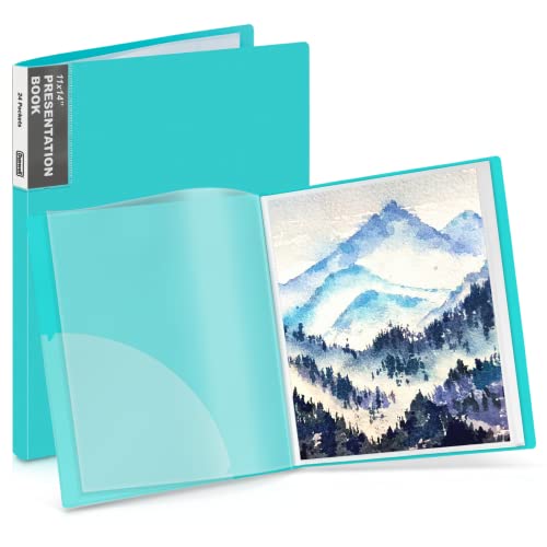 Dunwell 11x14 Art Portfolio Binder, 24 Pockets, Acid-Free, Aqua - color: Aqua, size: 11x14", style: 11x14" Vertical