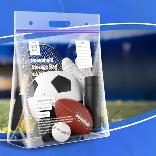 15 XX-Large Plastic Storage Bags, 10 Gallons, Zero BPA, Double Zipper Seal, 3 Mils Thick, Double Layer Carry Handle, 24"x20"x7", Moving, Seasonal, Travel - size: 10 GALLONS
