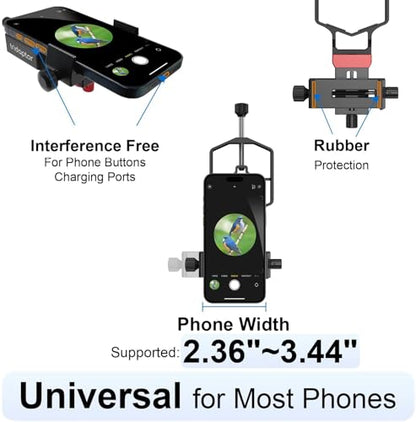 tridaptor - Universal Digiscoping Adapter | High-Precision Phone to Telescope 3-Axis Metal Holder Mount for Spotting Scope Monocular Microscope|Fits 2.4" Eyepiece Max&Most Cell Phone Camera - color: TRIDAPTOR (without Bluetooth)