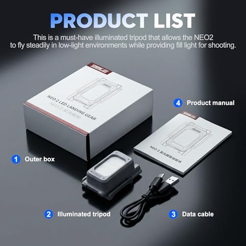 Strobe Light for DJI Neo 2, Neo 2 Light Landing Gear, Raises Height by 10mm, Night Lighting, Drone Accessory, with USB Charging Cable