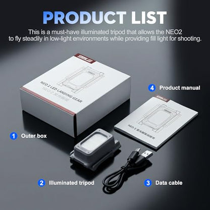 Strobe Light for DJI Neo 2, Neo 2 Light Landing Gear, Raises Height by 10mm, Night Lighting, Drone Accessory, with USB Charging Cable