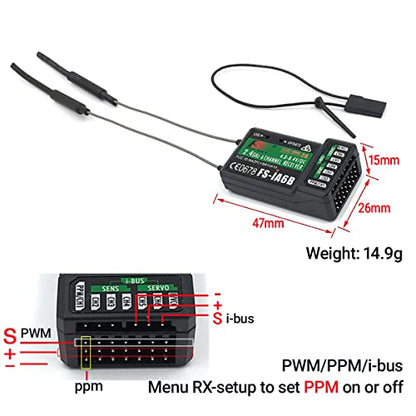 Flysky FS-i6 6CH 2.4GHz AFHDS RC Transmitter w/FS-iA6B Receiver for RC Multirotor Helicopter Airplane Glider Quadcopter (Model_2)