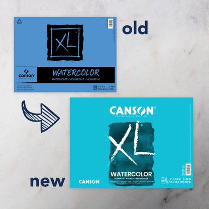 Canson XL Series Watercolor Textured Paper Pad for Paint, Pencil, Ink, Charcoal, Pastel, and Acrylic, Fold Over, 140 Pound,, 11” x 15”, 2 Pack, Fold-over Cover, 30 Sheets - size: 11x15 (Pack of 2)