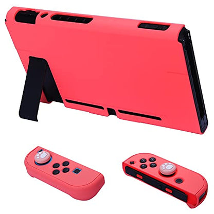 Dockable Case for Nintendo Switch - COMCOOL 3 in 1 Protective Cover Case for Nintendo Switch and Joy-Con Controller with Screen Protector and Thumb grips - Red - color: Red