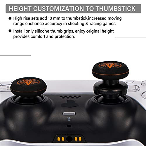 FPS Thumbstick Extender & Printing Rubber Silicone Grip Cover 2 Sets for PS5 & PS4 Controller (Demon Orange) - color: 6