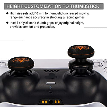 FPS Thumbstick Extender & Printing Rubber Silicone Grip Cover 2 Sets for PS5 & PS4 Controller (Demon Orange) - color: 6