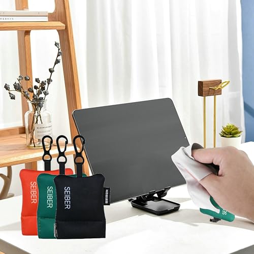 SEIBER Microfiber Cleaning Cloths for Eyeglass with Pouch,3P, BK OR GRN - color: BLACK,ORANGE,DARK GREEN