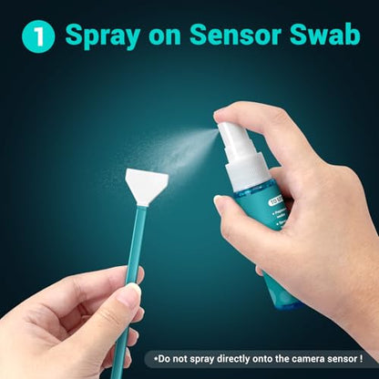 Aocii 20pcs Full Frame Camera Sensor Cleaning Kit, Lens Solution, 24mm Swab, 30ml Cleaner for Sony Nikon Canon FF CCD CMOS (Dust-Free Vacuum Packaging)