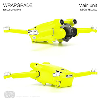 WRAPGRADE Skin Stickers compatible with DJI Mini 3 Pro | Main Unit (NEON YELLOW) - color: Neon Yellow