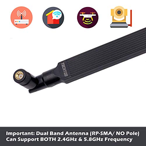 TECHTOO WiFi Antenna Dual Band 9 dBi 2.4/5.8GHz for Router AP - Security IP Camera - USB Card Adapter - PCI PCIe Cards - Range Extender - PC Desktop - Drone - PS4 Build (2.4/5.8GHz RP-SMA 1-Pack) - color: 2.4/5.8GHz RP-SMA 1-Pack