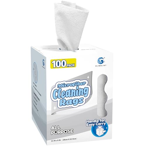 GLIMGLINT Microfiber Cleaning Cloth 100 Pack, Reusable Paper Towels 11 x 9 - color: White
