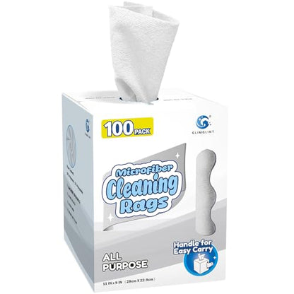 GLIMGLINT Microfiber Cleaning Cloth 100 Pack, Reusable Paper Towels 11 x 9 - color: White
