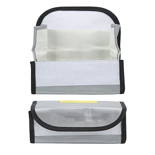 Lipo Battery Safe Bag, Fireproof Explosionproof PVC Fiber Storage Pouch with Airflow Isolation Technology for RC Drones Electronics Power Tools 185x75x60mm 2pcs