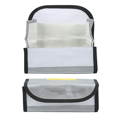 Lipo Battery Safe Bag, Fireproof Explosionproof PVC Fiber Storage Pouch with Airflow Isolation Technology for RC Drones Electronics Power Tools 185x75x60mm 2pcs