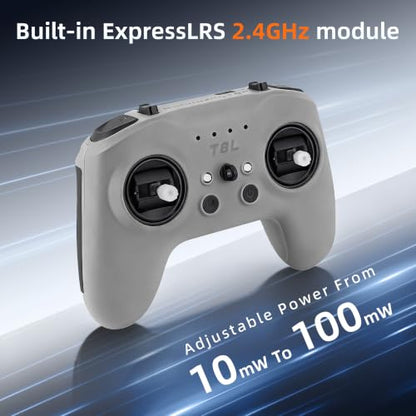 Radiomaster T8L ELRS 2.4GHz Radio Transmitter, 204g Lightweight Screenless Remote Controller with Hall-Effect Gimbals, USB-C Charging & Simulator Compatibility for FPV Drones (Grey) - color: Grey