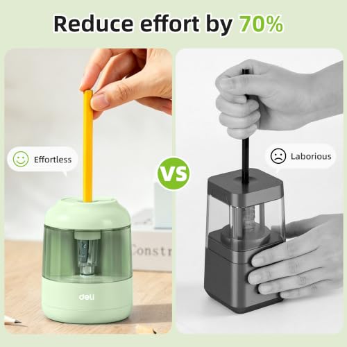 deli Electric Pencil Sharpener, Battery Operated, 6.5–8mm for Classroom - color: Green