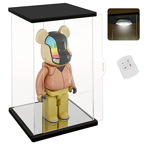 NONEMEY Clear Acrylic Display Case with Remote Control Light for 400% Bearbrick, Dustproof Model Showcase Organizer Box, Display Case for Collectibles Bearbrick (6×4.7×12.6inch,15×12×32cm) - size: 5.9×4.7×12.6 inch, 15×12×32 cm