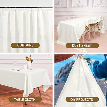 4 Pack Flaxen Waterproof Polyester Drop Cloths, 4 X 15 FT - color: Flaxen, size: 4 x 15 ft