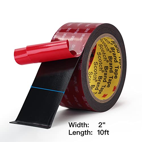 Black Double Sided Foamided Foam Tape, 2 in x 10 ft Waterproof Adhesive - size: 2" × 10ft