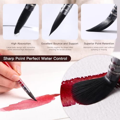 rubens Watercolor Paint Brush Set, 4 Pcs Synthetic Squirrel Paint Brushes - size: Silver Set-4