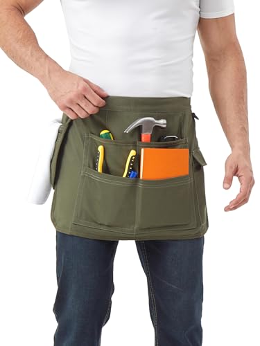 Nanxson Tool Apron Half Canvas Apron With Muti-Pockets - color: Armygreen