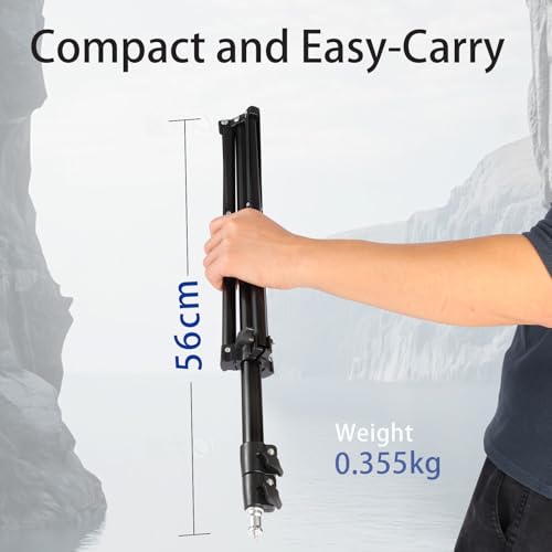 Professional Tripod Stand, Mini Projector Tripod,Adjustable Height Light Stand for Ring Light/Webcam/Mini Projector/Phone, Portable Light Duty Support (Black,22"-63")