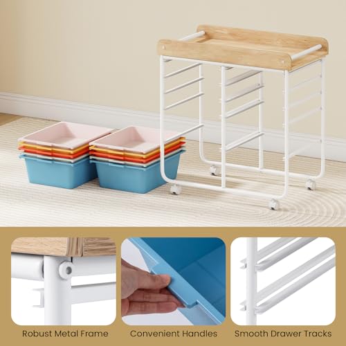 DREAMADE Rolling Storage Cart, 10-Drawer Utility Cart w/Tabletop, Rainbow - color: Rainbow