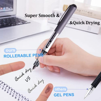 EYEYE Black Pens Pack of 12, 0.5mm Extra Fine Point Roller Ball Pen - color: Black