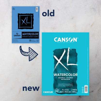 Canson XL Series Watercolor Paper Pad, 9" x 12", 30 Sheets/Pad, 3 Pads