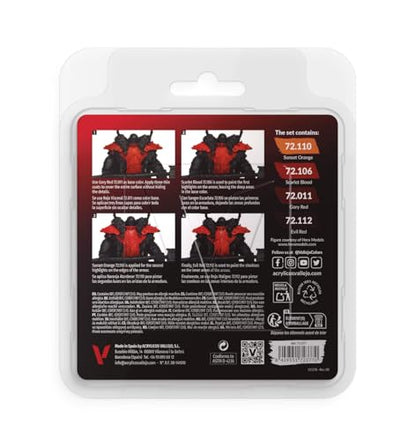 Vallejo - Red Color Set, Game Color, 4 Bottles x 0.6 fl.oz. - style: Red Color Set