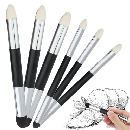 6 Pcs Blending Sponge Pens Dual Tip Drawing Art Oil Pastel Blending Tools