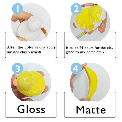 2 x 50ml Air Dry Clay Glaze, Protect Clay Surfaces, Gloss & Matte Glaze - size: gloss+matte