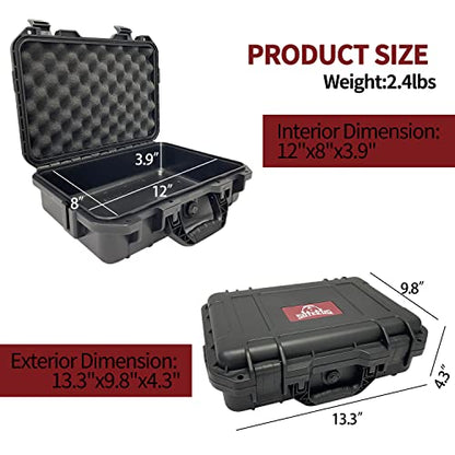 Sutekus Hard Pistol Case Handgun Case Waterproof Pistol Carrying Cases With Foam Gun Accessories - color: Medium