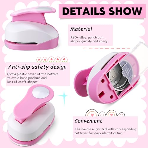 CHENGU 3 Pack Circle Hole Punch 2"/1"/0.6", Pink - color: Pink, style: Circle