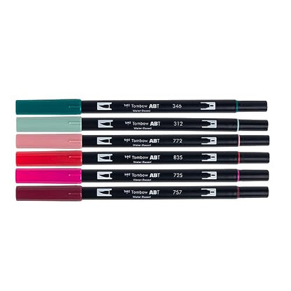 Tombow 56237 Dual Brush Pen Art Markers, Very Berry, 6-Pack