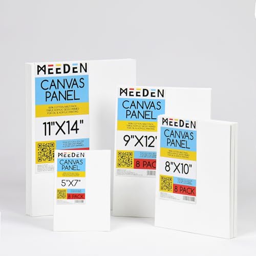 MEEDEN Canvas Boards for Painting White: 9"x12" 100% Cotton Canvas 14 Pack - size: 9"x12"