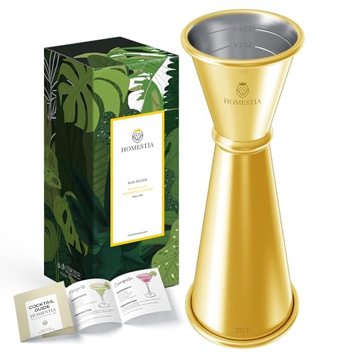 Homestia Jigger for Bartending, 2 oz 1 oz Double Measure Cocktail Cup, Gold - color: 1-Pack Gold